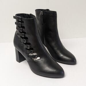 David Tate Mood Ankle Booties, Black Leather, Women's 7 Extra Wide